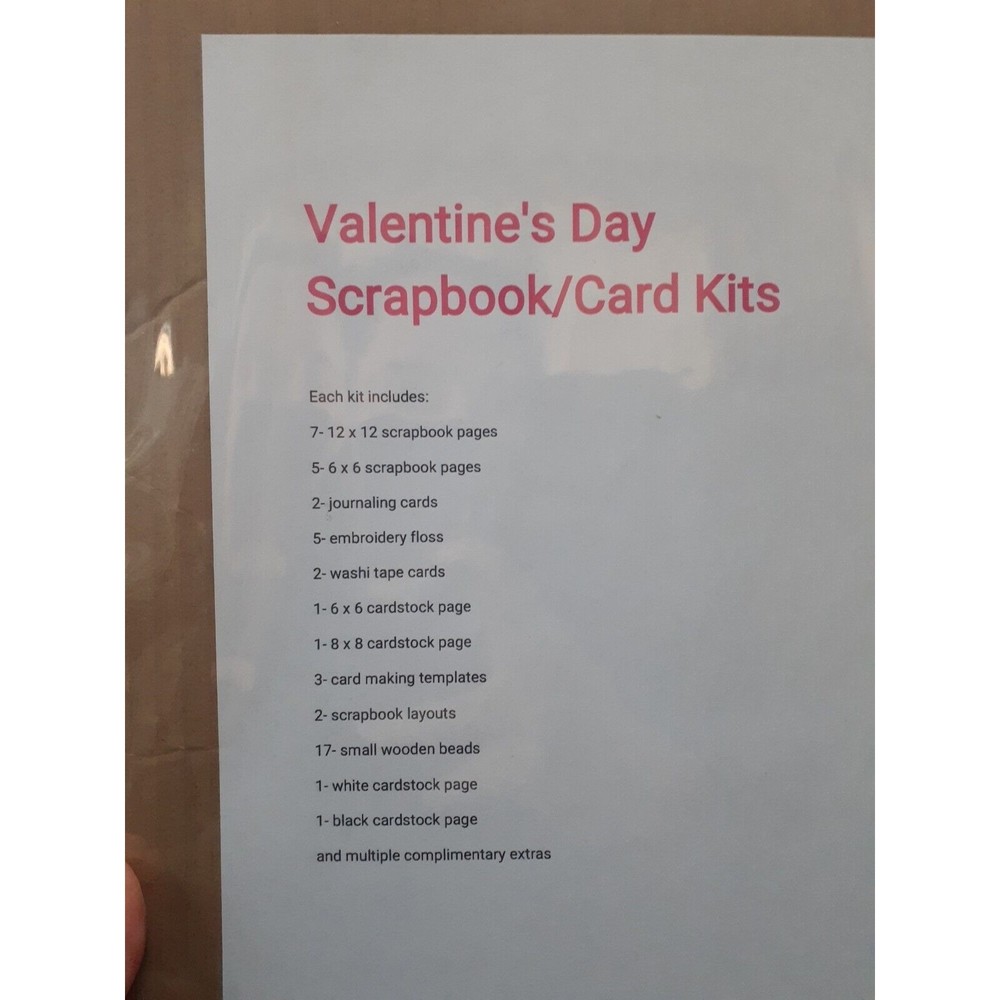 Valentines Day Scrapbook Kit Hearts Red Love Pink cardstock